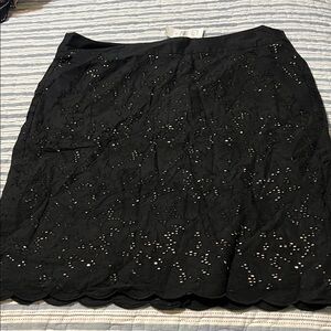 LOFT Black A-Line Skirt with Embellishments